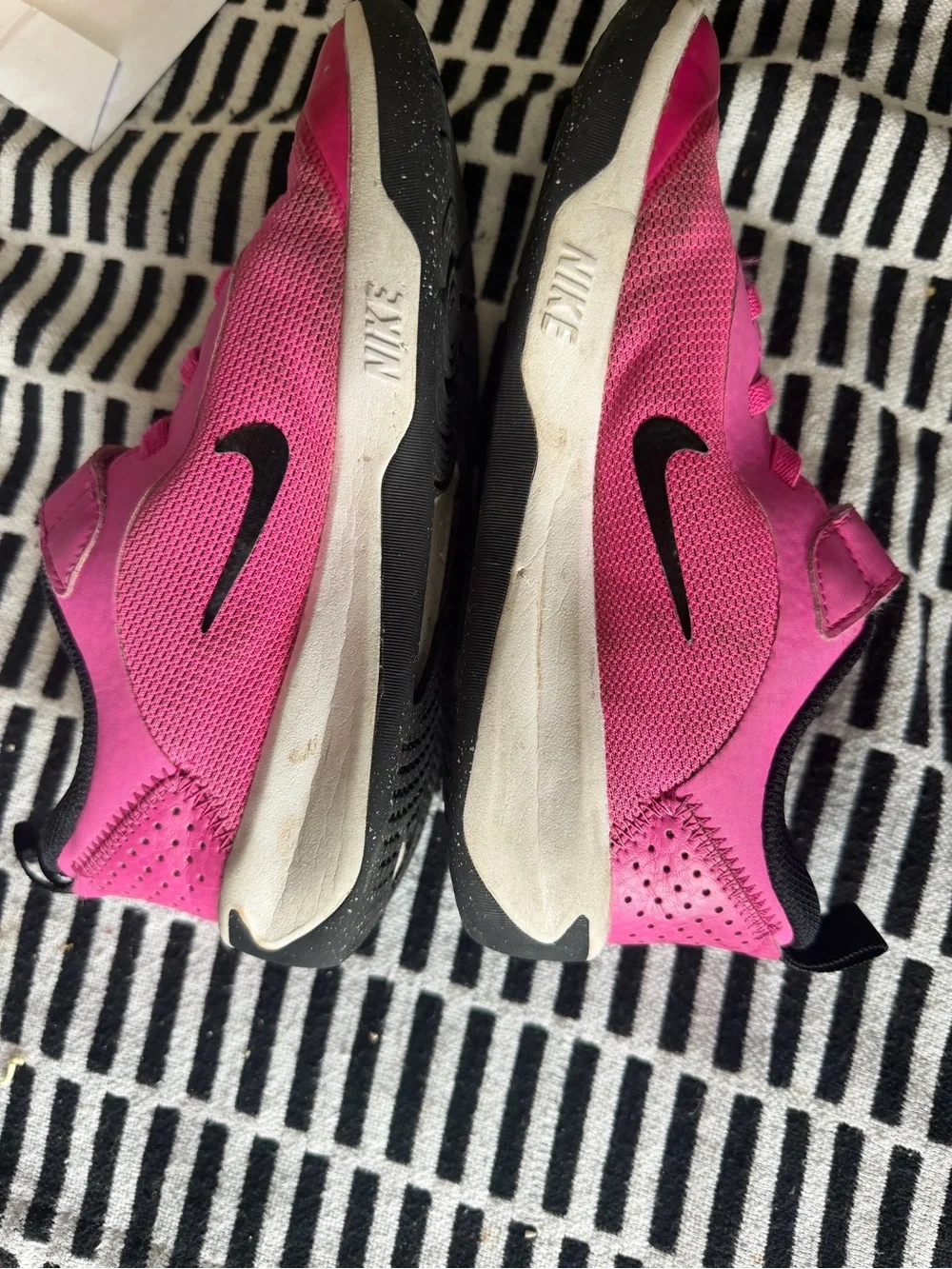 Nike Kids Pink and Black Velcro Athletic Sneakers